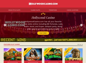 How hollywoodcasino.com looks like on a tablet such as an iPad.