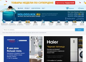 How holodilnik.ru looks like on a tablet such as an iPad.