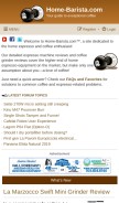 How home-barista.com looks like on a mobile device such as an iPhone.