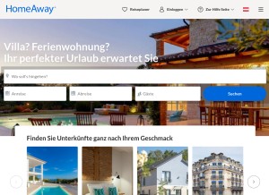 How homeaway.at looks like on a tablet such as an iPad.