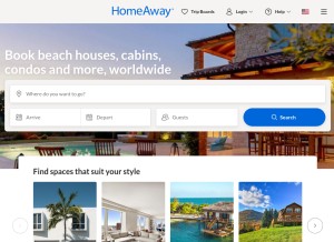 How homeaway.com looks like on a tablet such as an iPad.