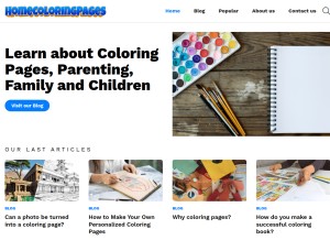 How homecoloringpages.com looks like on a tablet such as an iPad.