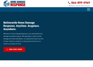 How homedamageresponse.com looks like on a tablet such as an iPad.