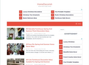 How homedecorish.com looks like on a tablet such as an iPad.