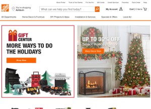 How homedepot.com looks like on a tablet such as an iPad.