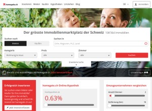 How homegate.ch looks like on a tablet such as an iPad.