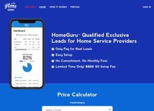 How homeguru.com looks like on a tablet such as an iPad.