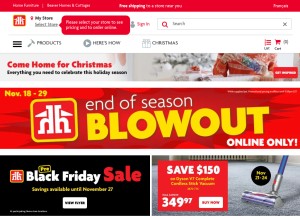 How homehardware.ca looks like on a tablet such as an iPad.