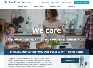 How homepointfinancial.com looks like on a tablet such as an iPad.