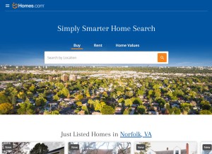 How homes.com looks like on a tablet such as an iPad.