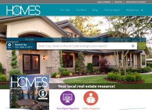 How homesandland.com looks like on a tablet such as an iPad.