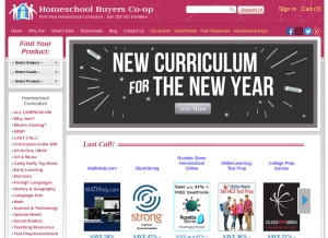 How homeschoolbuyersco-op.org looks like on a tablet such as an iPad.