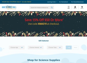 How homesciencetools.com looks like on a tablet such as an iPad.