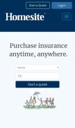 How homesite.com looks like on a mobile device such as an iPhone.