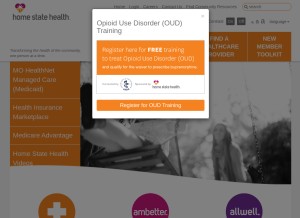 How homestatehealth.com looks like on a tablet such as an iPad.