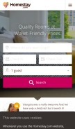 How homestay.com looks like on a mobile device such as an iPhone.