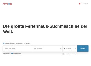 How hometogo.de looks like on a tablet such as an iPad.