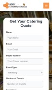 How honeycatering.co.in looks like on a mobile device such as an iPhone.
