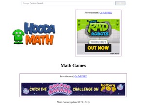 How hoodamath.com looks like on a tablet such as an iPad.