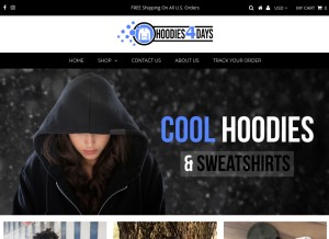How hoodies4days.com looks like on a tablet such as an iPad.