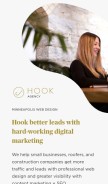 How hookagency.com looks like on a mobile device such as an iPhone.