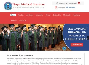 How hopemedicalinstitute.org looks like on a tablet such as an iPad.