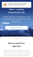 How hopper.com looks like on a mobile device such as an iPhone.