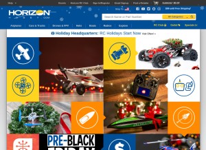 How horizonhobby.com looks like on a tablet such as an iPad.