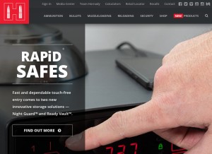 How hornady.com looks like on a tablet such as an iPad.