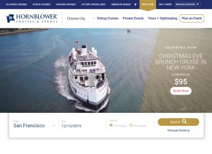 How hornblower.com looks like on a tablet such as an iPad.