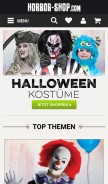How horror-shop.com looks like on a mobile device such as an iPhone.