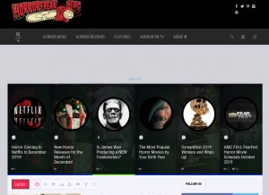 How horrorfreaknews.com looks like on a tablet such as an iPad.