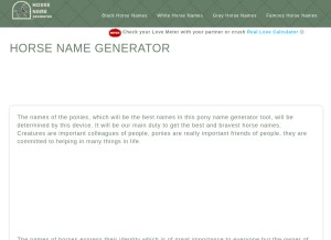 How horse-name-generator.com looks like on a tablet such as an iPad.