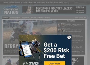How horseracingnation.com looks like on a tablet such as an iPad.