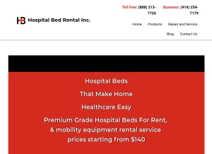 How hospitalbedrent.com looks like on a tablet such as an iPad.