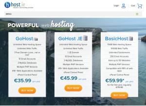 How host.ie looks like on a tablet such as an iPad.