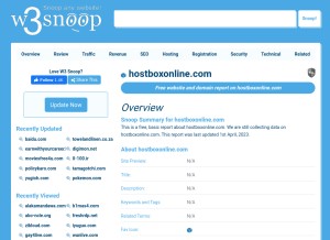 How hostboxonline.com.w3snoop.com looks like on a tablet such as an iPad.