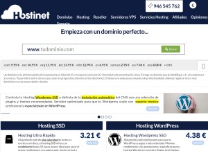 How hostinet.com looks like on a tablet such as an iPad.
