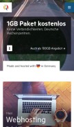 How hosting.de looks like on a mobile device such as an iPhone.