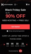How hostinger.com looks like on a mobile device such as an iPhone.