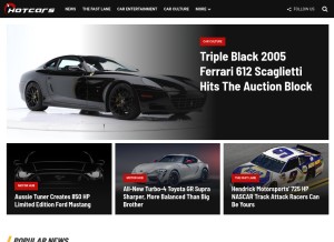 How hotcars.com looks like on a tablet such as an iPad.
