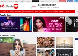 How hotdeals360.com looks like on a tablet such as an iPad.