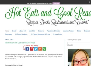 How hoteatsandcoolreads.com looks like on a tablet such as an iPad.