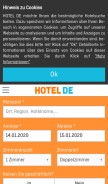 How hotel.de looks like on a mobile device such as an iPhone.