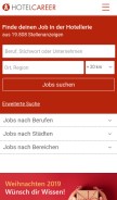 How hotelcareer.de looks like on a mobile device such as an iPhone.