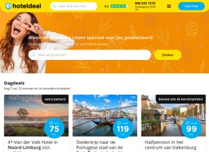 How hoteldeal.nl looks like on a tablet such as an iPad.