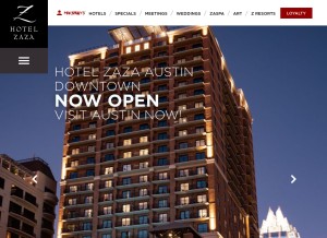 How hotelzaza.com looks like on a tablet such as an iPad.