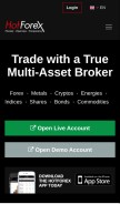 How hotforex.com looks like on a mobile device such as an iPhone.