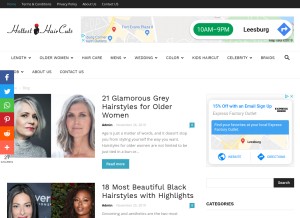 How hottesthaircuts.com looks like on a tablet such as an iPad.