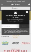 How hottopic.com looks like on a mobile device such as an iPhone.